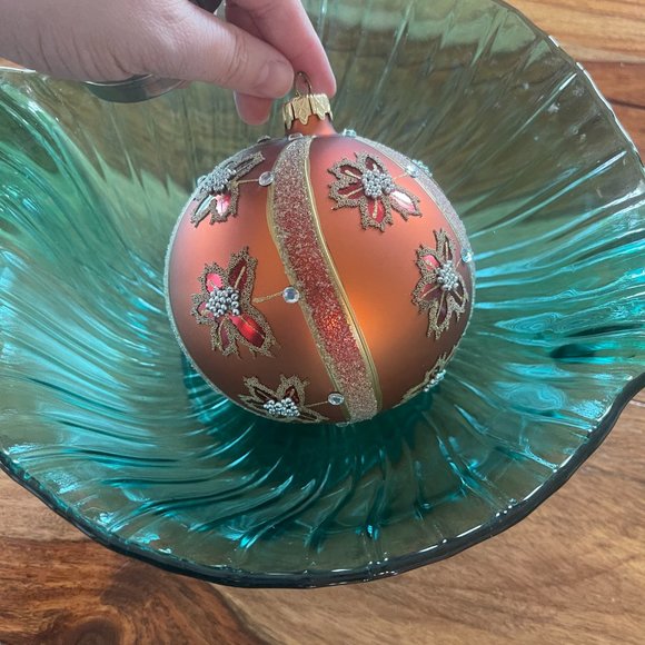 Large Orange Glass Ornament - no box - Picture 2 of 4
